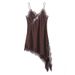 Women's Sexy Satin Lace Panel Halter Backless Asymmetrical Mini Dress – Elegant Party Gown_ecoleips.com