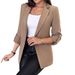 Women's Long-Sleeved Solid-Color Cardigan Suit Jacket For Autumn And Winter_ecoleips.com