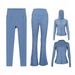 Women's Four Piece Set Sportswear Hooded Jacket Slim Fit Outerwear Elastic Sports Jacket Flared Pants Cropped Pants_ecoleips.com