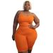 Verve N7839 Plus Size Women's Casual Sports Two-Piece High Elastic U-Shaped Sleeveless Shorts Set_ecoleips.com