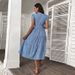 New Product On : 2026 Summer Vintage Women's Mid-Length Dress, European And American Style High-Waisted Round-Neck_ecoleips.com