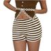 Stylish Women's Low Waist High Elastic Striped Shorts - Summer Fashion Stretch Shorts For Casual & Beach Wear_ecoleips.com