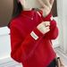 Women's Oversized High Neck Sweater - Soft & Warm Knit Pullover, Solid Color Casual Turtleneck Top For Autumn & Winter_ecoleips.com