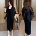 【Woodpecker】Fashion Black Sunscreen Cardigan For Women 2025 Summer New Elegant Strap Dress Two-Piece Set_ecoleips.com