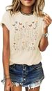 GEMLON Graphic T-Shirts For Women Loose Print Short Sleeve Tops Summer Casual Tees Shirt_ecoleips.com