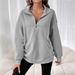Autumn And Winter Fashion Zipper Lapels Solid Color Casual Women's Sweatshirts Women's Style Loose_ecoleips.com