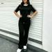 Women's Summer Casual Color Block Striped Design T-Shirt And Pants Set Crew Neck Short Sleeve Loose Fit Fashion Outfit_ecoleips.com