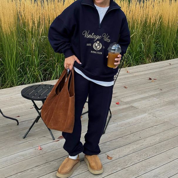 Oversized Half-Zip Sweatshirt (Embroidered Lettering, Drop-Shoulder Design, Unisex Fit, High-End Minimalist Pullover For Streetwear & Athleisure)_ecoleips.com