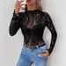 European American Cross-border 2026 Autumn And Winter New Women's Paisley Flocking Print Mesh Ruffle Long-sleeve T-shirt_ecoleips.com