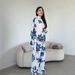 Modest Set / Outfit / Two Piece Women's Floral Print Loose Fit Blouse & Wide Leg Pants Set Elegant Office Casual Long Sleeve Tops Plus Size Outfit_ecoleips.com