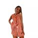 Women's Clothing New Ins Style Women's Fashion Shorts Suit Beach Vest Tie Striped Sleeveless Shorts Suit_ecoleips.com