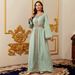 Women's Clothing Robe Cross Border Long Sleeved V Neck Dress_ecoleips.com
