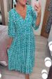 Large Size Super Fairy V-Neck Floral Dress For Seaside Holiday Beach Loose Long Skirt Style_ecoleips.com