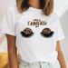 Women's Popular Foreign Trade Eyelash Design Simple Plus-size Letter Print Trendy Short Top T-shirt_ecoleips.com