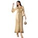 Women's Clothing Elegant Champagne Lace Embellished Abaya Evening Gown – Handcrafted Beaded Detail, Long Sleeve Maxi Dress For Special Occasions_ecoleips.com