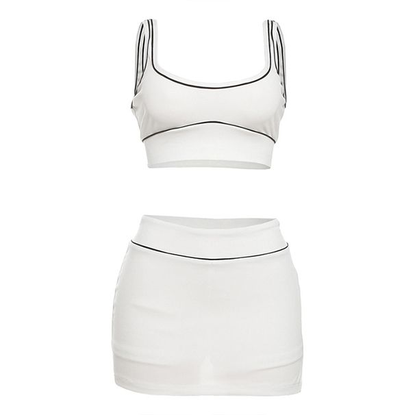 Aria Basics Aria Basics 2025 Spring Summer New Women's Fashion Sexy Crop Top Vest Bodycon Short Skirt Sports Casual Set_ecoleips.com