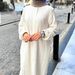 Elegant Modest Muslim Dress Long Sleeve Loose Fit Maxi Asymmetrical Hemline White S-XL Polyester Comfort Hijab Fashion_ecoleips.com