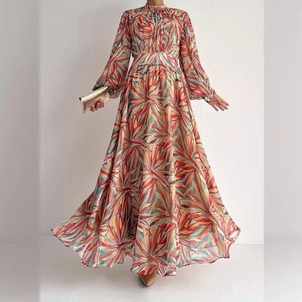 Women's Clothing Muslim New Products Abstract High Collar Long Fashionable And Elegant Dress_ecoleips.com