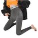 Women's High Waist Yoga Pants - Cotton Stretchy Leggings With Letter Print, Tummy Control & Ribbed Design, Medium Thick For Spring/Fall (Black, Grey)_ecoleips.com