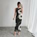 2025 Spring And Summer New Women's Black Mesh Printed Sleeveless Dress Long Skirt_ecoleips.com