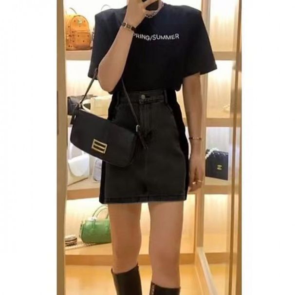 New Mid-Length Slimming Side Slit Denim 2025 Summer Thin High-Waisted Half Skirt_ecoleips.com