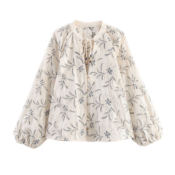 Aria Basics Aria Basics Wholesale For Foreign Trade: New Summer European And American Style Distressed Embroidered Loose-fitting Shirt_ecoleips.com