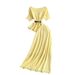 Women's Clothing Elegant French Style Off The Shoulder Top Women's Ruffled Hem Tie Waist Two Piece Set_ecoleips.com