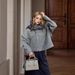 Women's Woolen Jacket Large Pocket Multi-colored Zipper Casual Lapel Versatile Loose Coat_ecoleips.com