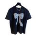 ng2510292 Unique Design With Rhinestone Sequin Bow, Regular Shoulder, Short Sleeve Lace T-shirt For Women, 2025 Summer New Loose_ecoleips.com