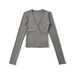 Women's Deep V Neck Long Sleeve Slim Fit Top European American Style Patchwork Split Cashmere Base Autumn New_ecoleips.com