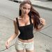 Women's Slim Fit Button-Down Vest Adjustable Waist Cinching Shoulder Straps Summer Layering Staple Top_ecoleips.com
