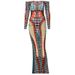 2026 Summer New Women's Fashion Unique Illusion Off-Shoulder Patchwork Long Sleeve Slim Fit Swing Dress_ecoleips.com