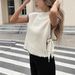 Women's Clothing Women's Sleeveless Sweater Vest Simple Design Contrast Color Bow Tie Top_ecoleips.com