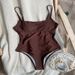 Women's Clothing Slimming One Piece Swimsuit Solid Color Sexy Beach Bikini For Hot Spring_ecoleips.com