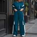 Retro Streetwear Two-Piece Set, Sporty Chic Outfit With Color Blocking, Matching Tracksuit Style Top And Pants For Women, Casual Jogger Set_ecoleips.com