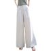 Suitable For All Seasons French Style Draped Women's Loose Straight-Leg Linen Casual Slimming Wide-Leg Long Pants_ecoleips.com