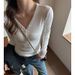 Premium Lyocell Tencel Women's Base Layer Top Korean Style V Neck Button down Long Sleeve Brushed Design for Autumn Winter Inner Wear_ecoleips.com