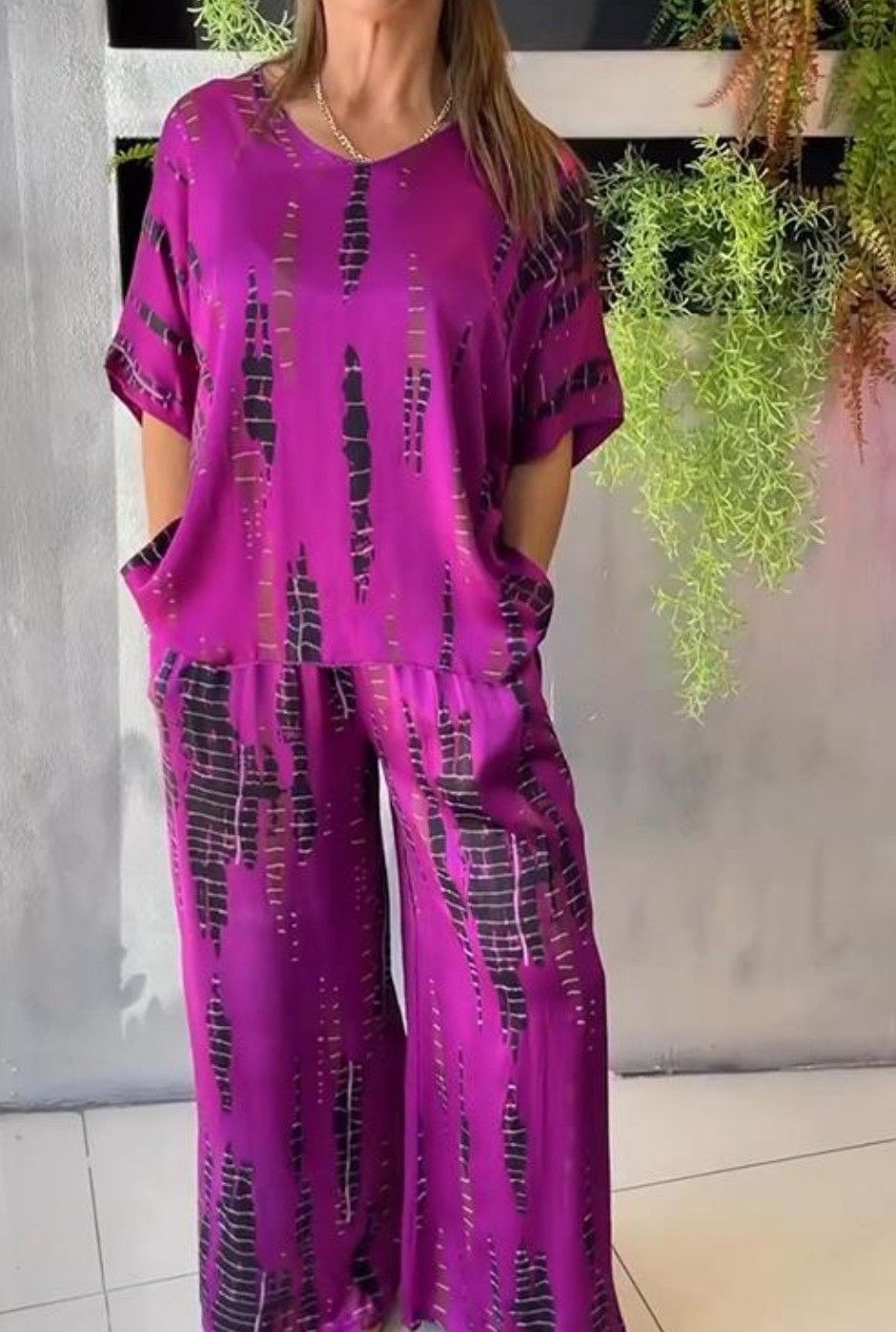 Women's Clothing Summer New Round Neck Fashion Printing Loose Two Piece Suit For Women_ecoleips.com