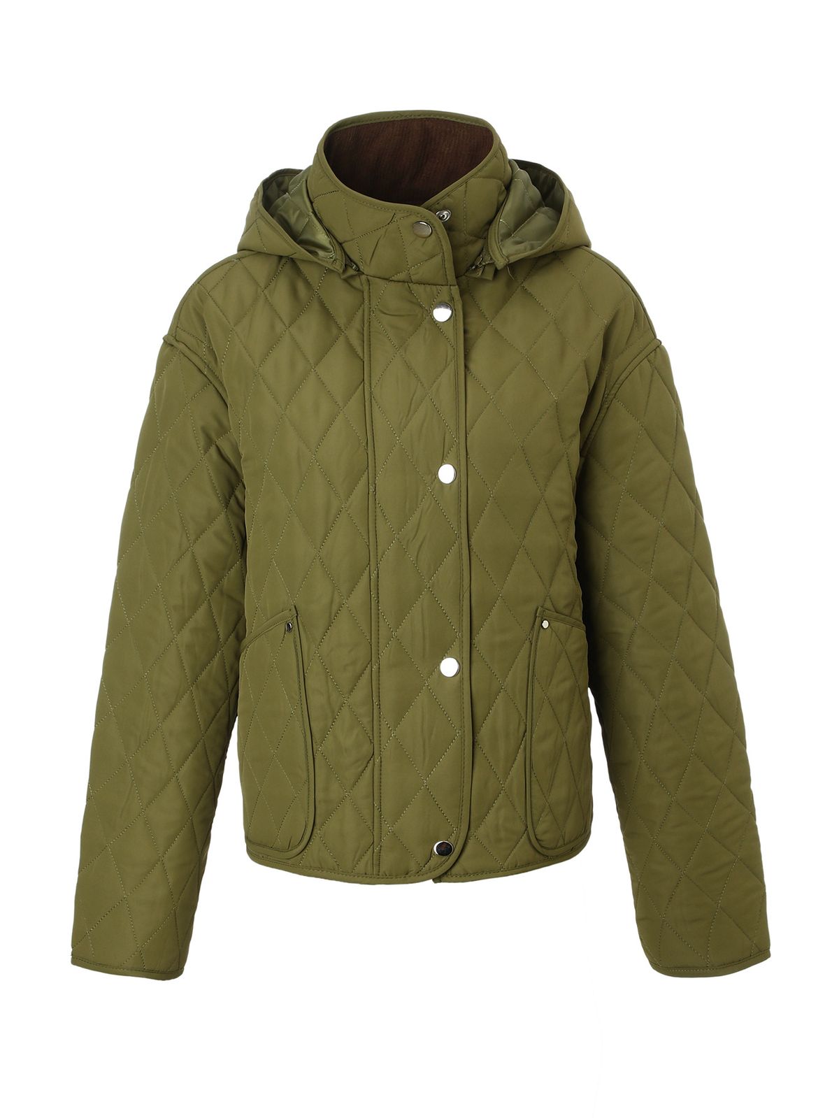 Women’s Quilted Puffer Jacket – Detachable Hood, Lightweight Polyester Fill, Short-Length Winter Coat (S-XL), (Black/Beige/Army Green)_ecoleips.com