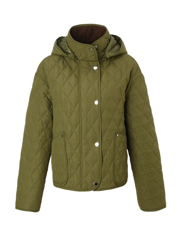 Women’s Quilted Puffer Jacket – Detachable Hood, Lightweight Polyester Fill, Short-Length Winter Coat (S-XL), (Black/Beige/Army Green)_ecoleips.com