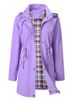Water-Resistant Hooded Trench Coat – Lightweight Longline Jacket With Plaid Lining (S-XXL, White/Red/Black/Purple)_ecoleips.com