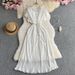 Women's Clothing Fashion Dress Heavy Beaded Straps Waisted Short Sleeved Pleated Elegant Long Skirt_ecoleips.com