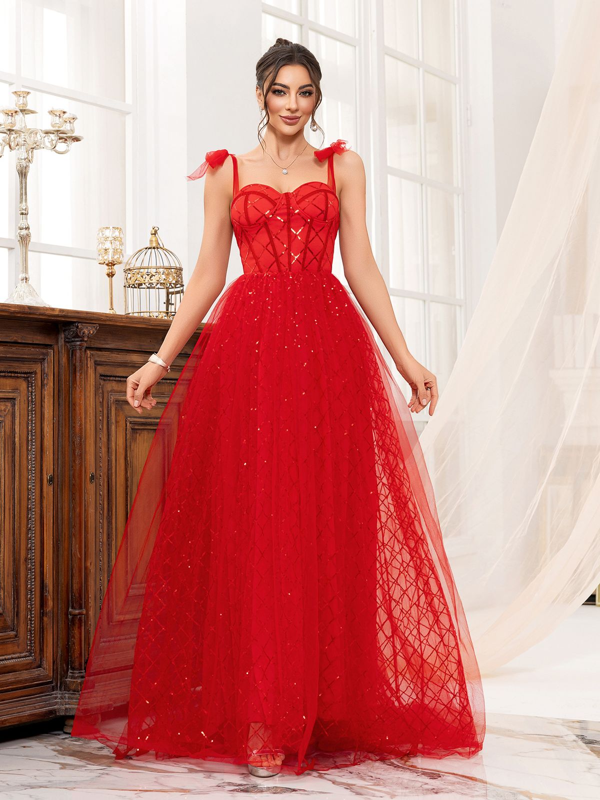 Women's Clothing New Evening Dress Toast Dress Red Banquet Long Skirt Dress Dance Cross Border_ecoleips.com