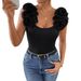 Women's Clothing Solid Color Slim Shoulder Strap Rose Square Neck Women's Fashion Sexy Vest_ecoleips.com