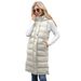 Women's Long Sleeveless Hooded Vest With Zip Front, Quilted Padded Jacket For Winter, Casual Outerwear In Solid Colors_ecoleips.com