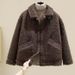 Women's Clothing Polo Collar Fleece Jacket For Women New Autumn And Winter Korean Style Short Granular Fleece Small Size Coat_ecoleips.com