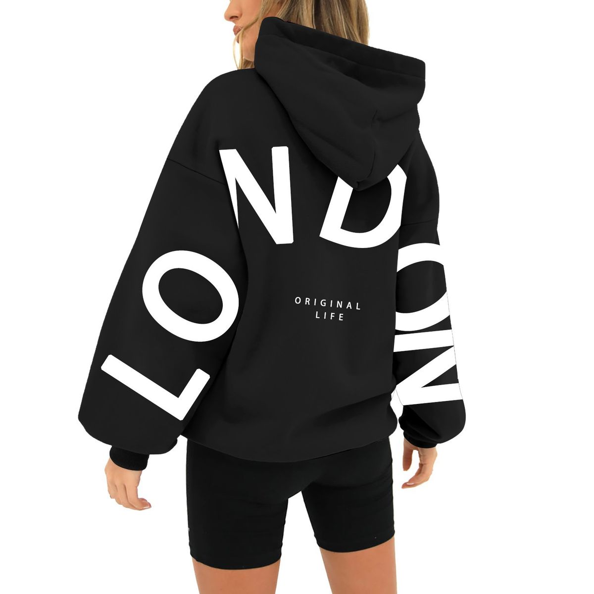 Women's Clothing Printed Long Sleeved Loose Pocket Hooded Sweatshirt_ecoleips.com