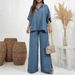 Women’s Casual Loose-Fit Solid Color Shirt Set – Trendy Spring/Summer Two-Piece Outfit_ecoleips.com