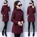 Women's Clothing Women's Slim-Fit Long Puffer Coat With Detachable Hood, Winter Warm Jacket For Plus Size (Black, Burgundy, Army Green)_ecoleips.com