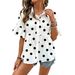 Women's Polka Dot Short Sleeve Shirt Lapel Ruffled Loose Casual Top European American Style New 2026_ecoleips.com